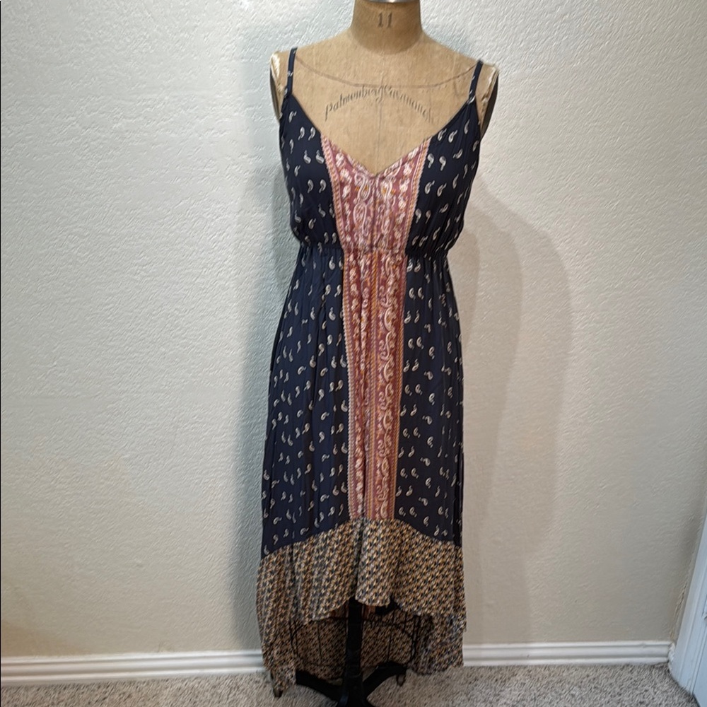 Gypsy Love Women's XL‎ Navy and Pink Paisley Pattern Spaghetti Strap Dress NWT